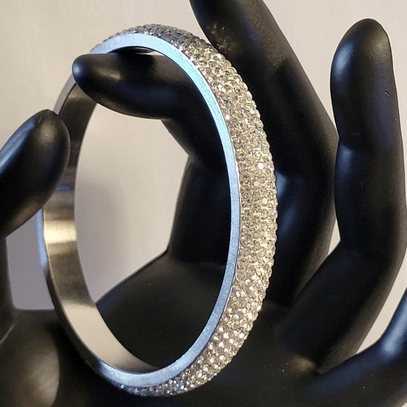 Stainless Steel Crystal Bangle Bracelet - Picture 2 of 4